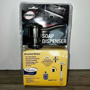 DANCO Universal Sink Soap Dispenser Brushed Nickel Easy Refill 2Options 48” Hose